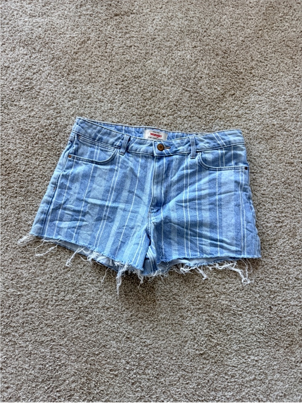 Wranglers Light Blue Striped vintage Women's Denim Shorts